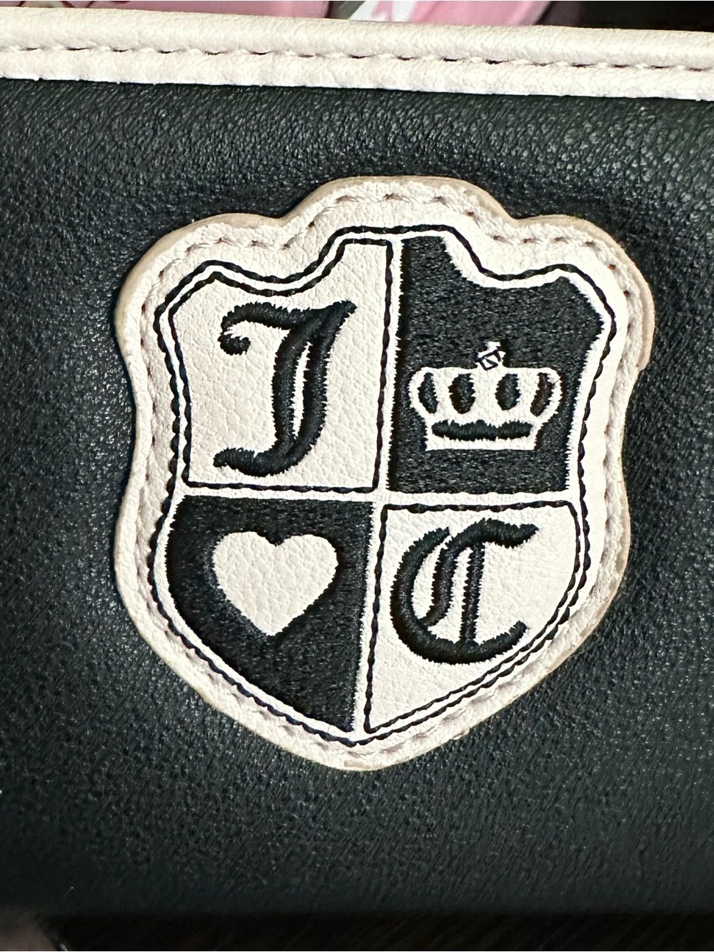 Juicy Couture Cream, Black and Pink Compact Suede Wallet